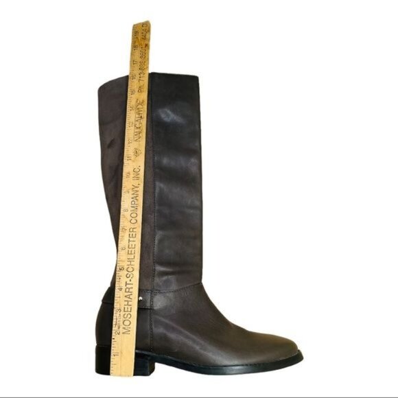 Cole Haan Adler Leather Suede Patchwork Tall Riding Boots Adjustable Gray 7.5 - Picture 11 of 13